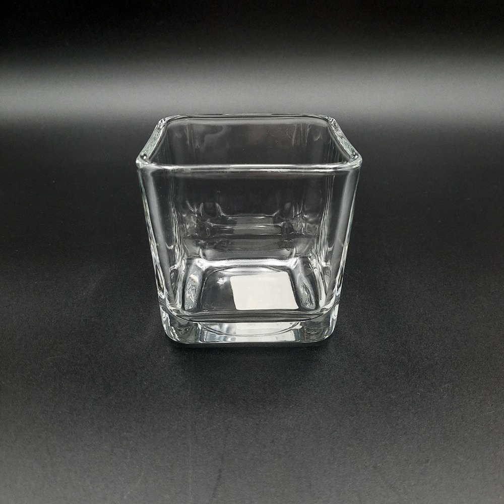 Libbey 5475 Medium Square Glass Vase‎ USA Made Clear Cube Candle Holder